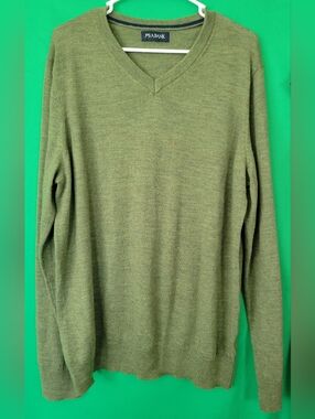 Jos. A. Banks Men's Olive V-Neck Cashmere Wool Sweater XL XXL